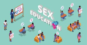 sex education isometric set vector